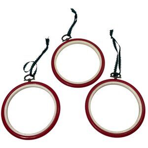 Vintage Red & White Flexi Hoop Embroidery Frames W/ Metal Clasps Set Of 3 Taiwan